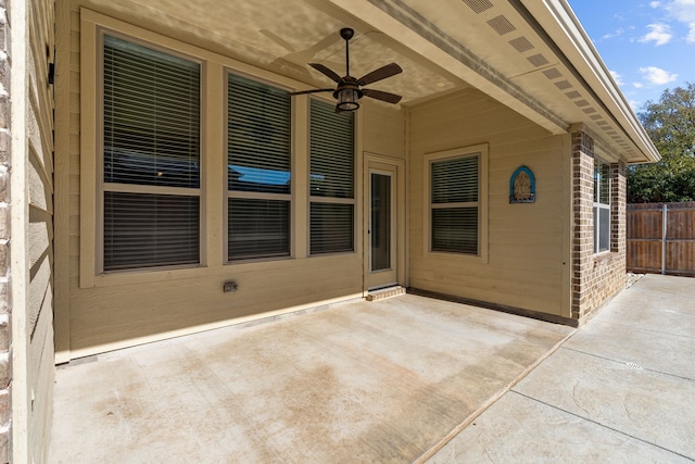 view of patio with ceiling fan