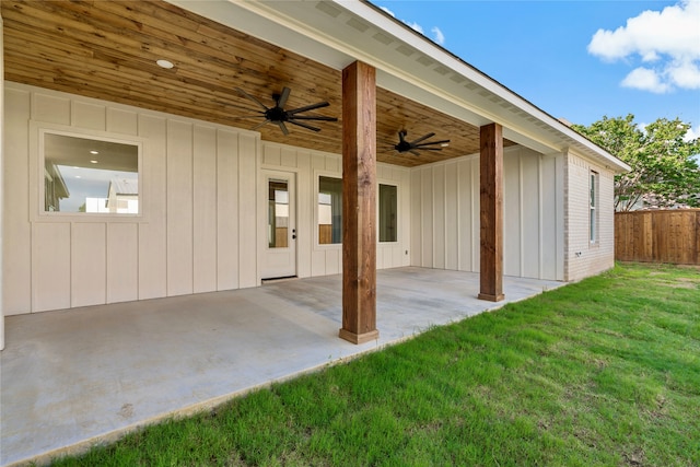 view of patio with ceiling fan