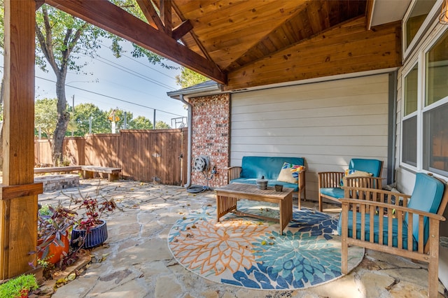 view of patio featuring an outdoor living space