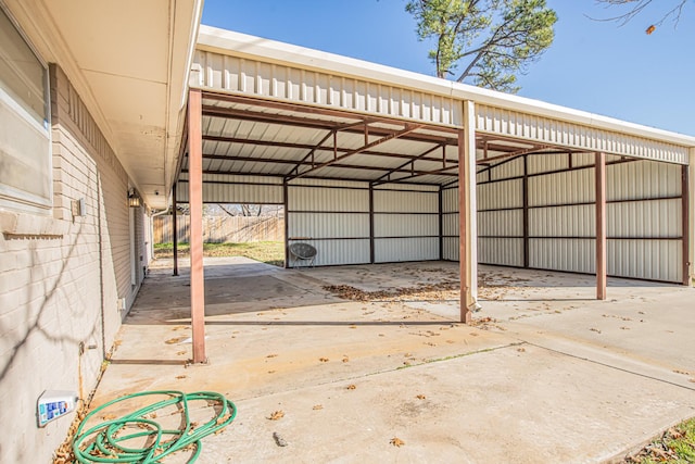 exterior space featuring a carport