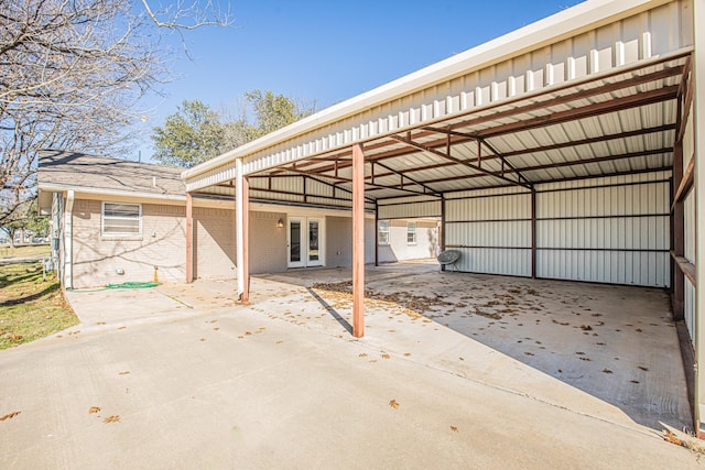 garage with french doors