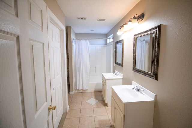 332 NW County Road 2005, Corsicana, TX 75110 - bathroom featuring vanity, shower / bathtub combination with curtain, and tile patterned floors