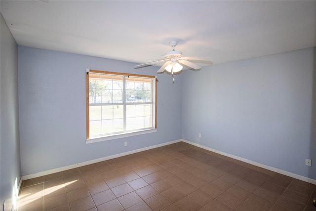 332 NW County Road 2005, Corsicana, TX 75110 - empty room with a ceiling fan, dark tile patterned flooring, and baseboards