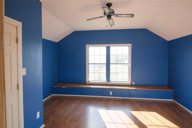 332 NW County Road 2005, Corsicana, TX 75110 - additional living space with lofted ceiling, wood finished floors, a ceiling fan, and baseboards