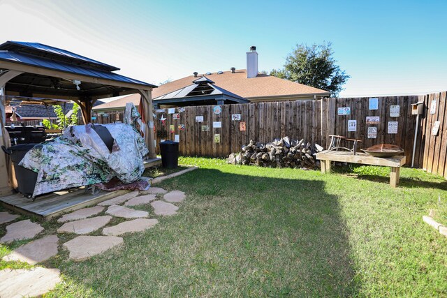 view of yard with a gazebo