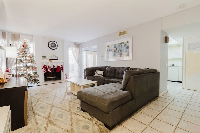 view of tiled living room