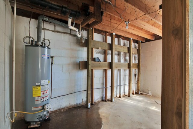 basement with gas water heater