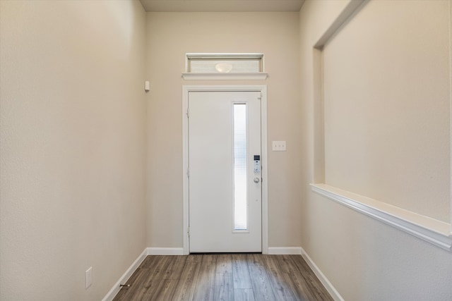 entryway with hardwood / wood-style flooring