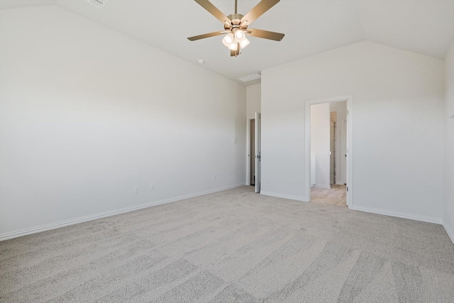 2511 Ridgecrest Ln, Sherman, TX 75092 - unfurnished bedroom with light colored carpet, vaulted ceiling, baseboards, and a ceiling fan