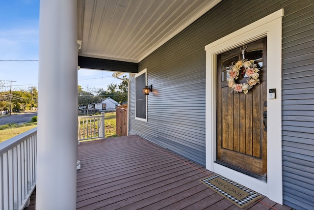 deck with covered porch