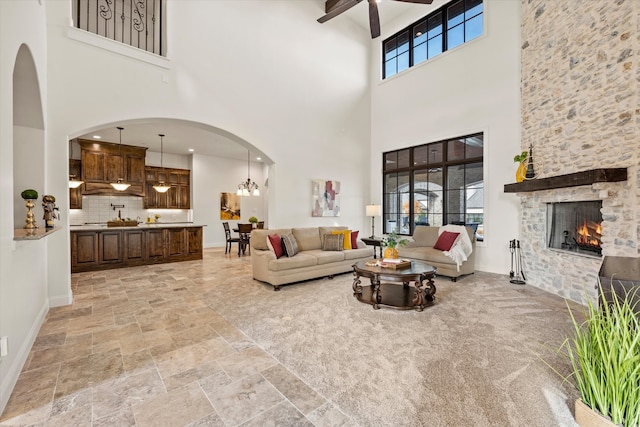 foyer entrance with a towering ceiling and french doors