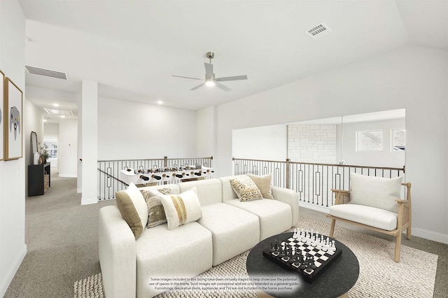 116 Harlan Ct, Aledo, TX 76008 - carpeted living room featuring a ceiling fan, attic access, and baseboards