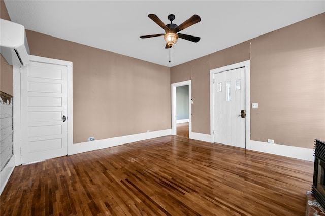 interior space with hardwood / wood-style floors and ceiling fan