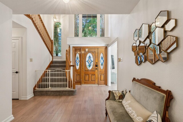 entryway with light wood-type flooring