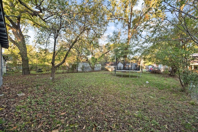 view of yard with a trampoline