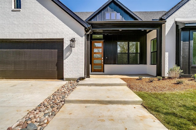 entrance to property featuring a garage