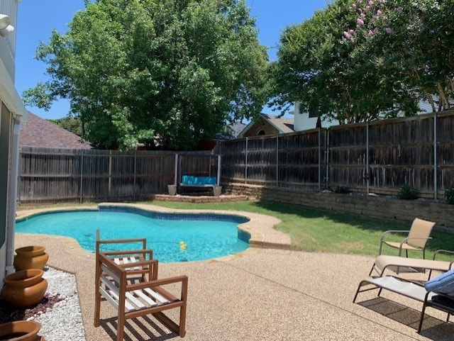 view of swimming pool featuring a patio