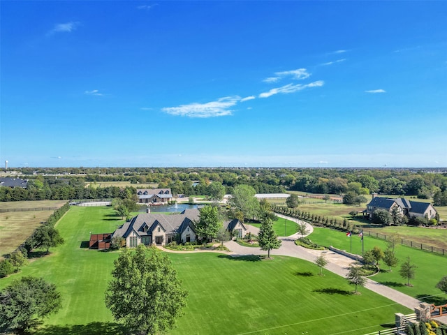 aerial view featuring a rural view