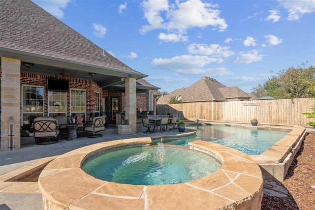 1123 Berkley Dr, Cleburne, TX 76033 - view of pool with a patio area and an in ground hot tub
