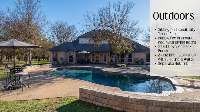 view of pool featuring a patio