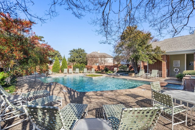 view of pool featuring a patio