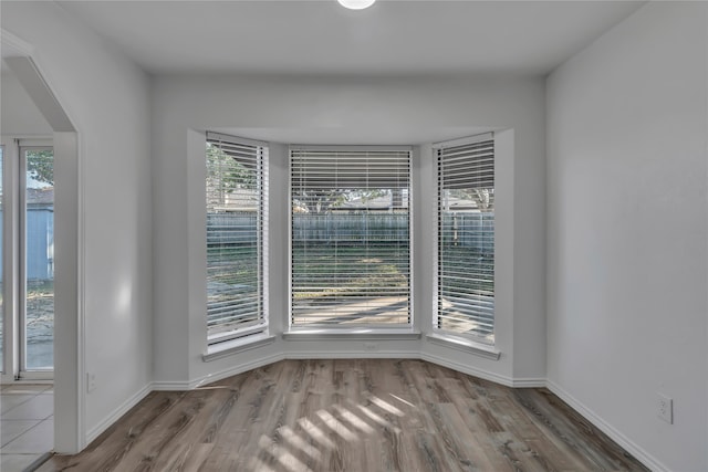 unfurnished room with wood-type flooring and a wealth of natural light