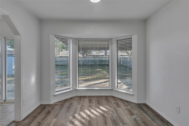 unfurnished room with wood-type flooring and a wealth of natural light