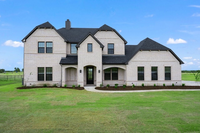 french provincial home featuring a front lawn