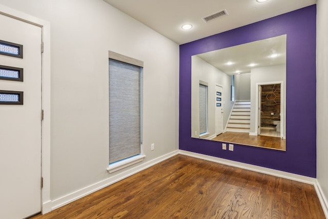 interior space with dark wood-type flooring