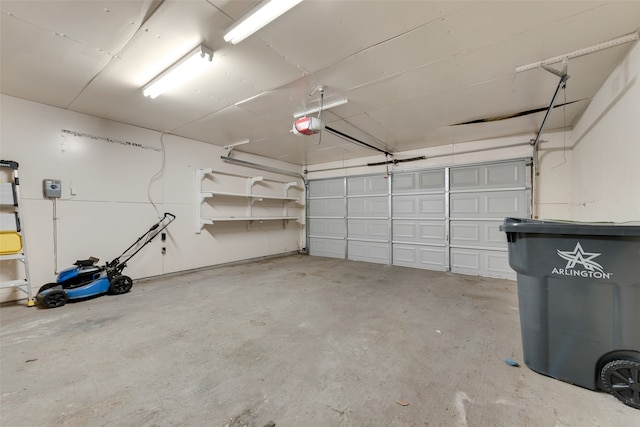 garage with a garage door opener