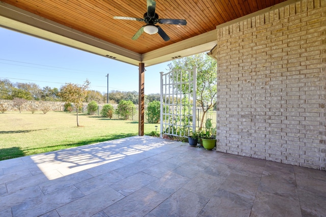 view of patio / terrace with ceiling fan