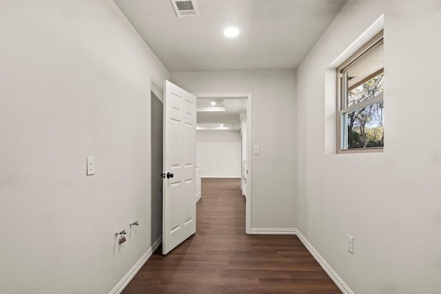 hall featuring dark hardwood / wood-style flooring