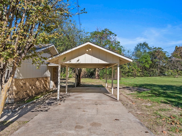 exterior space featuring a carport