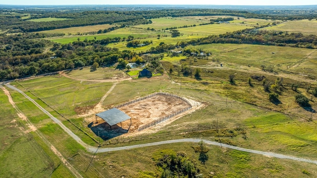 birds eye view of property featuring a rural view