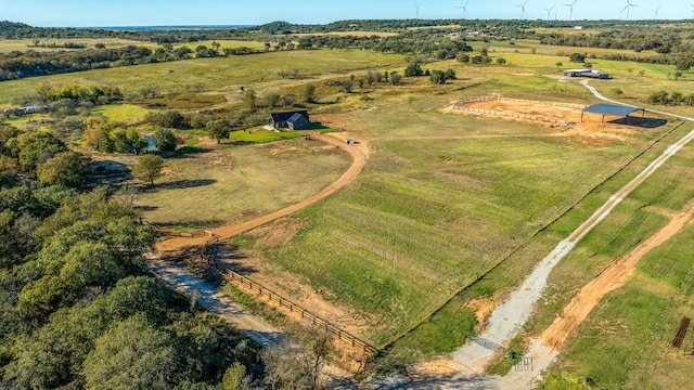 aerial view featuring a rural view