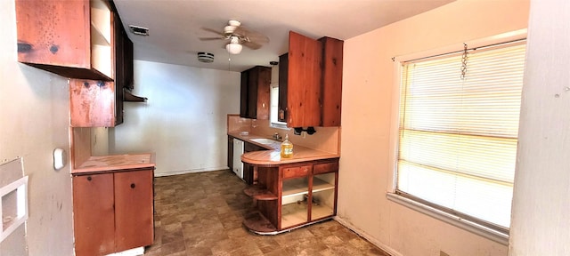 bathroom featuring ceiling fan and sink