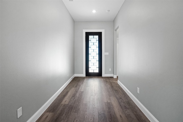 entryway featuring dark wood-type flooring