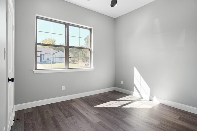 unfurnished room featuring dark wood-type flooring and a wealth of natural light