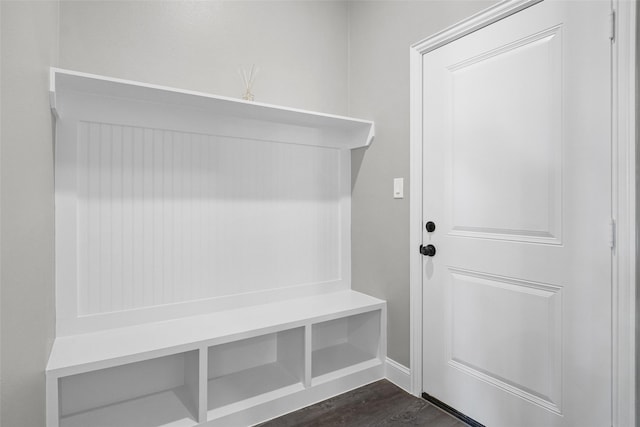 mudroom featuring dark hardwood / wood-style floors