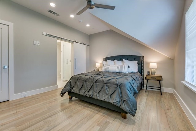 bedroom featuring light wood-type flooring and ceiling fan