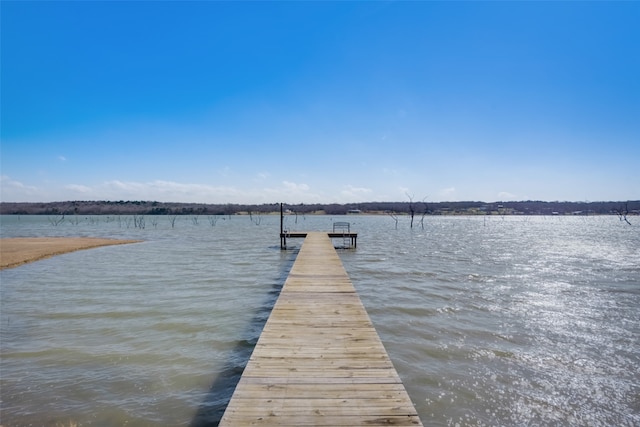 view of dock featuring a water view