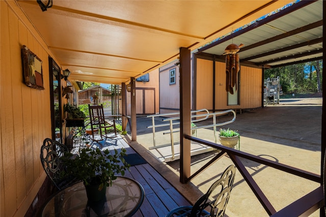 deck featuring an outbuilding