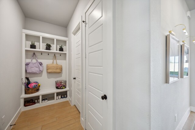 mudroom featuring light hardwood / wood-style flooring