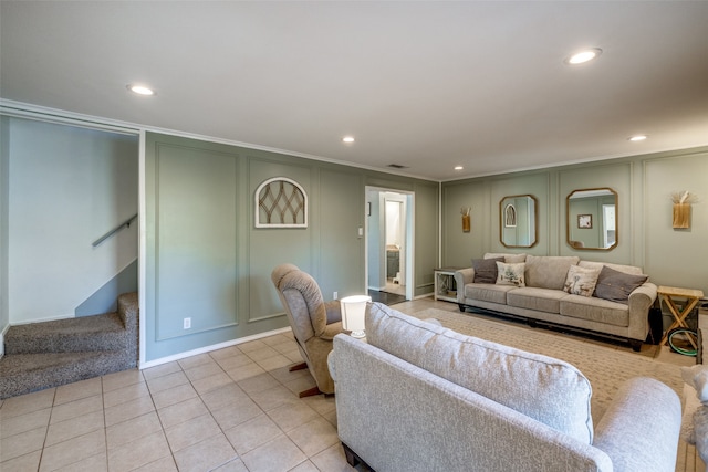 view of tiled living room