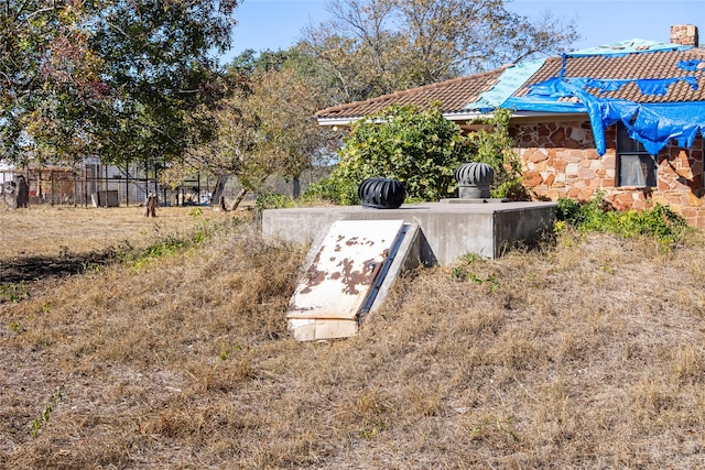 view of storm shelter