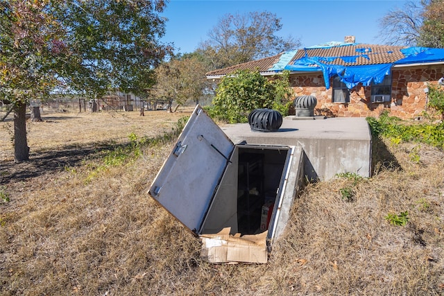 view of storm shelter