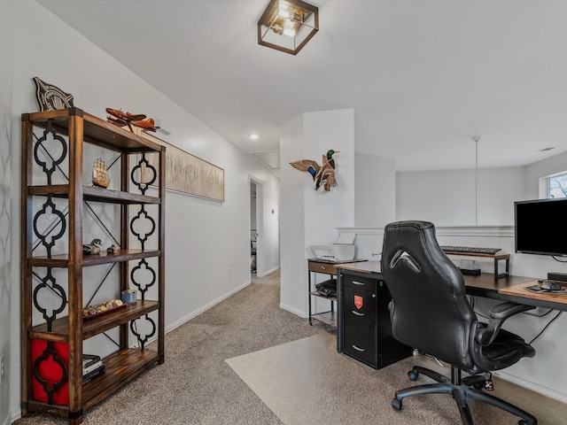 view of carpeted home office