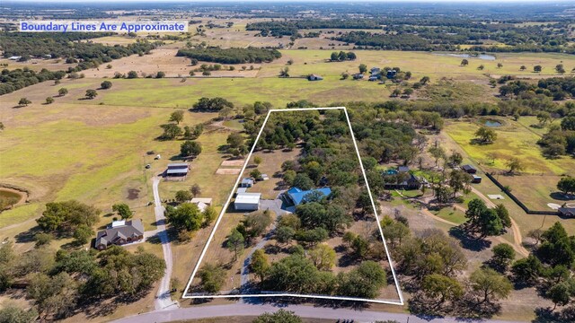 aerial view featuring a rural view