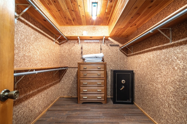 walk in closet featuring dark wood-type flooring