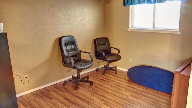 sitting room with light wood-type flooring